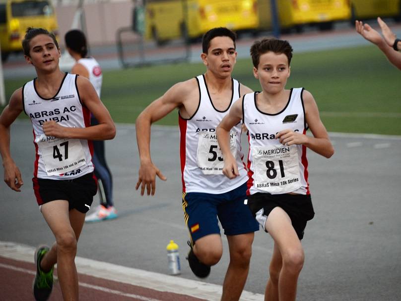 Juniors racing on the track