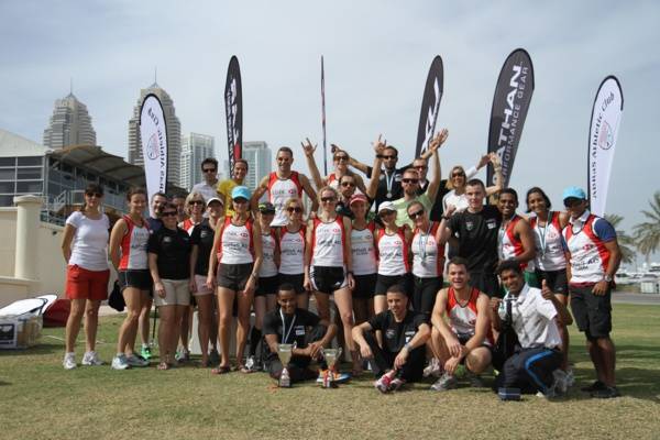 Celebrating together after a race