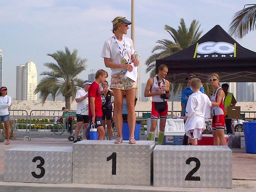 On the podium
