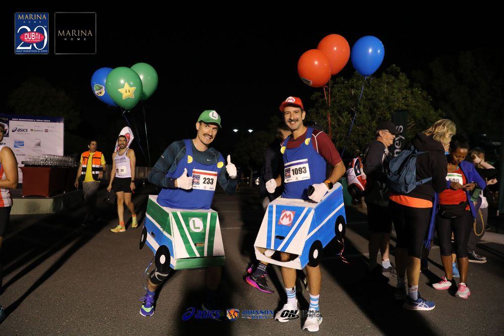 Jordi and Omar in fancy dress for the night race