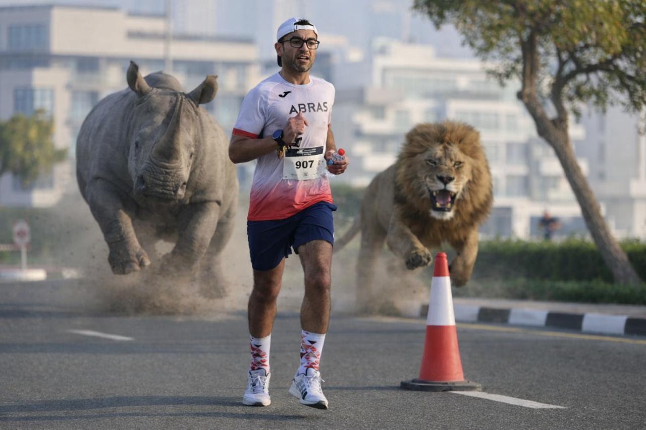 Yousef al Rostamani on the run, safari edit